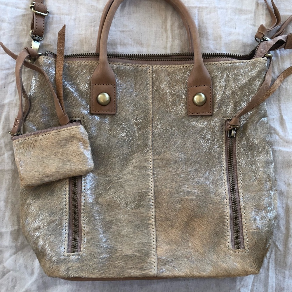 NWT shimmer cow hair Anthropologie crossbody bag. - Picture 2 of 6